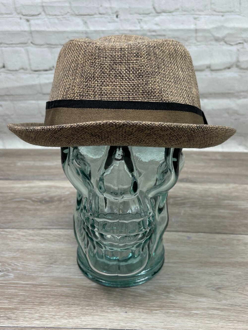 TAN AND BLACK TWEED LIKE FEDORA